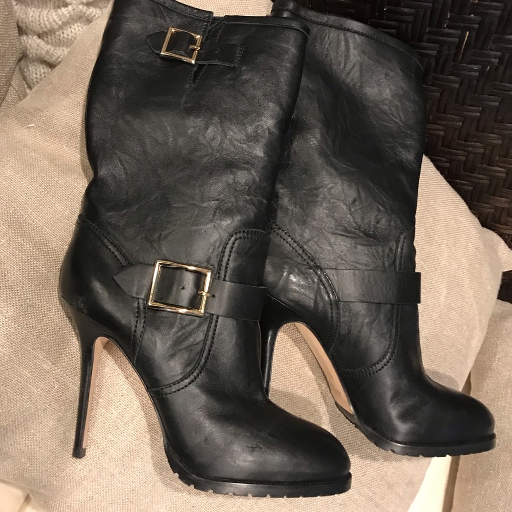 Jimmy Choo Galen black moto Leather Boots New - Picture 3 of 7